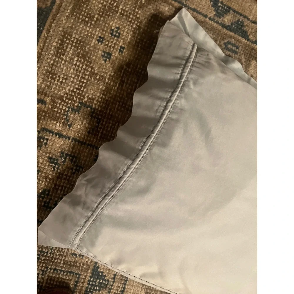 Between The Sheets Light Blue Hemstitch Pillow Shams Made in Italy Set of 2 - Picture 5 of 5